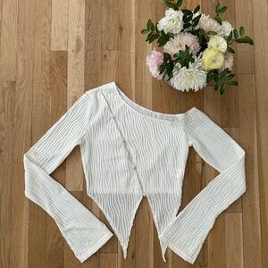 Fun White Asymmetrical Long Sleeve Top